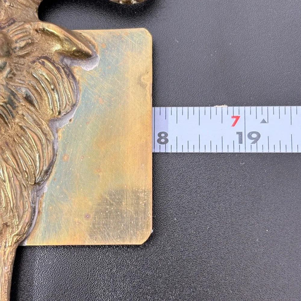Pier 1 Vintage Brass Ram Goat Head Wall Hook Coat Rack 18.5